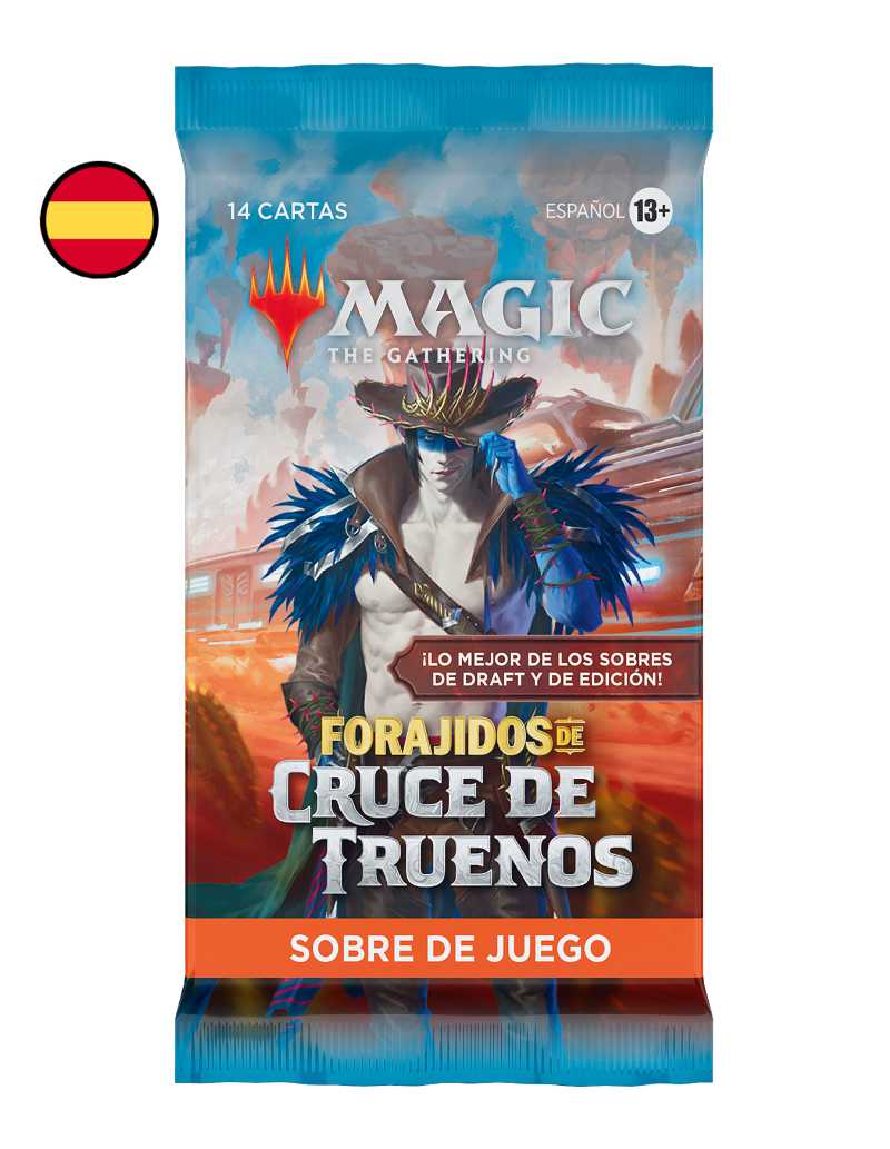 Bundle De Forajidos De Cruce De Truenos Para Magic: The Gathering – 9 Sobres De Juego, 30 Tierras Con Arte Completo, Dado Spindown Y Caja Guardacartas